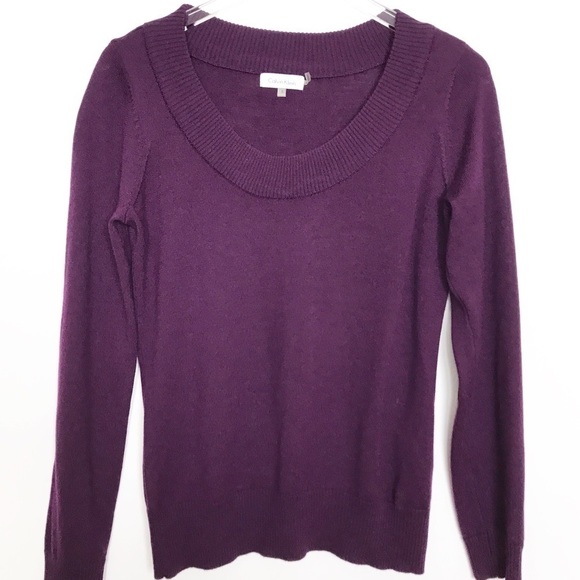Calvin Klein purple boat neck wool/acrylic sweater - Picture 2 of 8